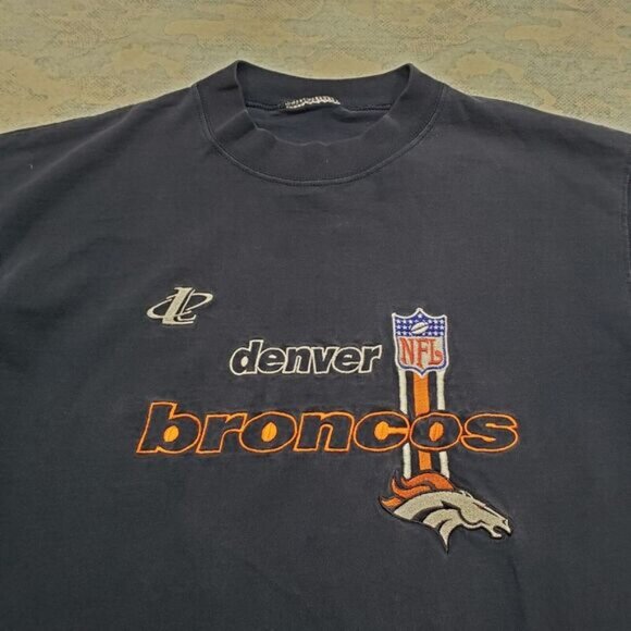 Vintage Denver Broncos Shirt Mens Large Blue Embroidered FL Football Logo Athlet - Picture 4 of 11